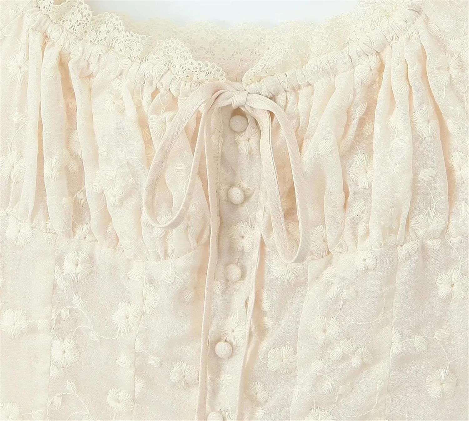 Women Vintage Cream Peplum Tank Tops Lace Embroidery Backless Sexy Short Camisole