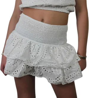 Women Y2k Lace Mini Skirts Low Waist Floral Pleated Short Skirts A Line Solid Color Going Out Short Skirts