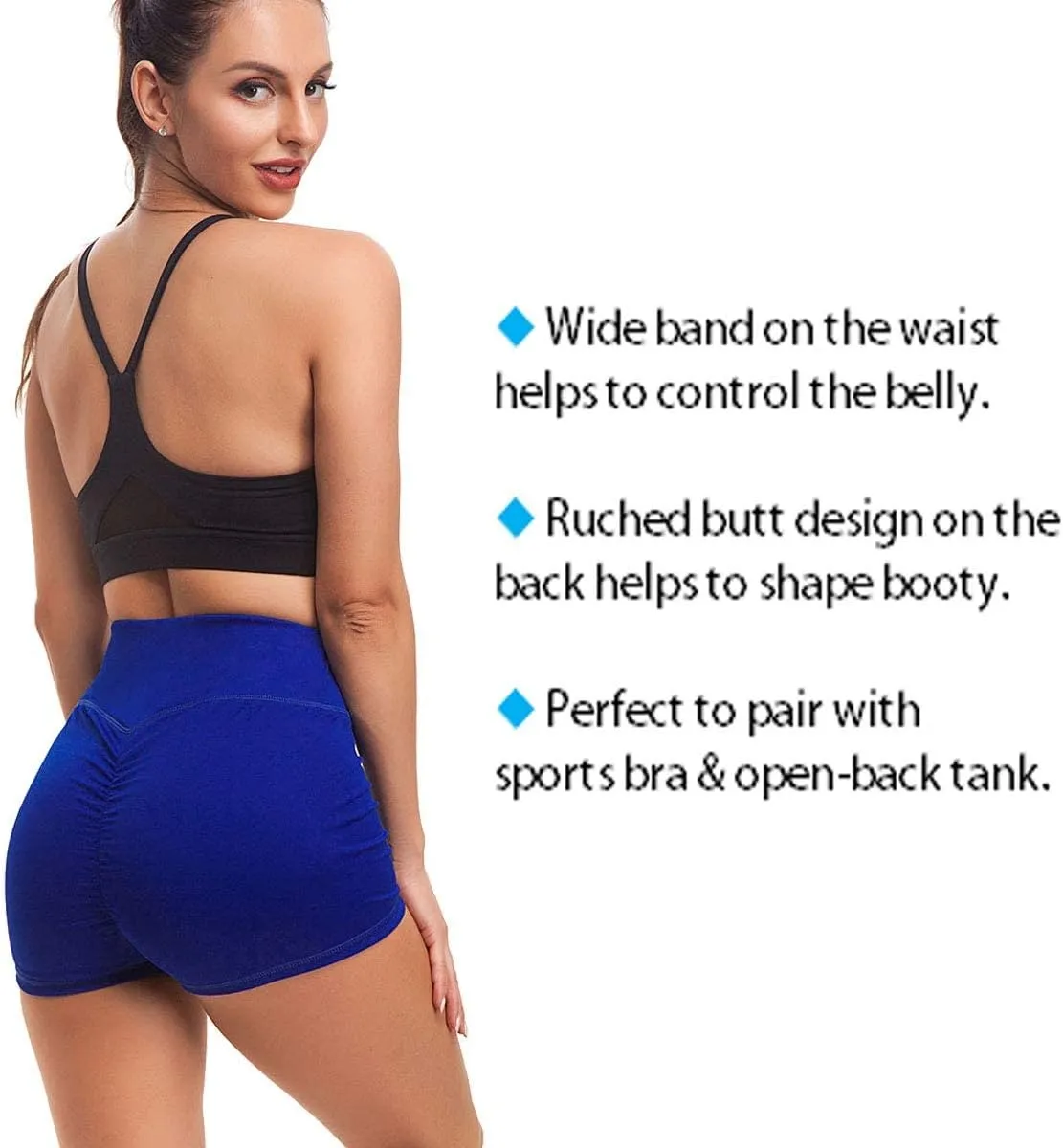 Women Yoga Shorts Ruched Booty High Waisted Gym Workout Shorts Butt Lifting Hot Pants
