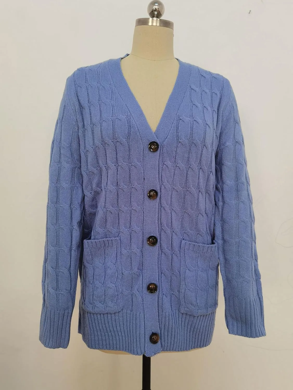 Women's 2023 Fall Open Front Cardigan Sweaters Fashion Button Down Long Sleeve Cable Knit Chunky Outwear Coat