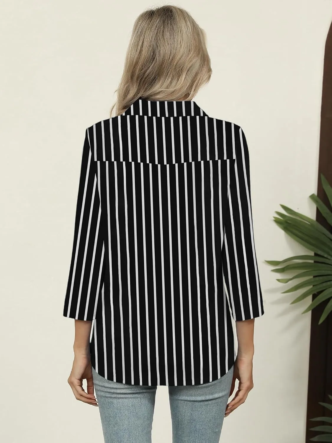 Women's 3/4 Length Sleeve V-Neck Collared Tops Summer Business Casual Work Polo Shirts Fashion Outfits 2025