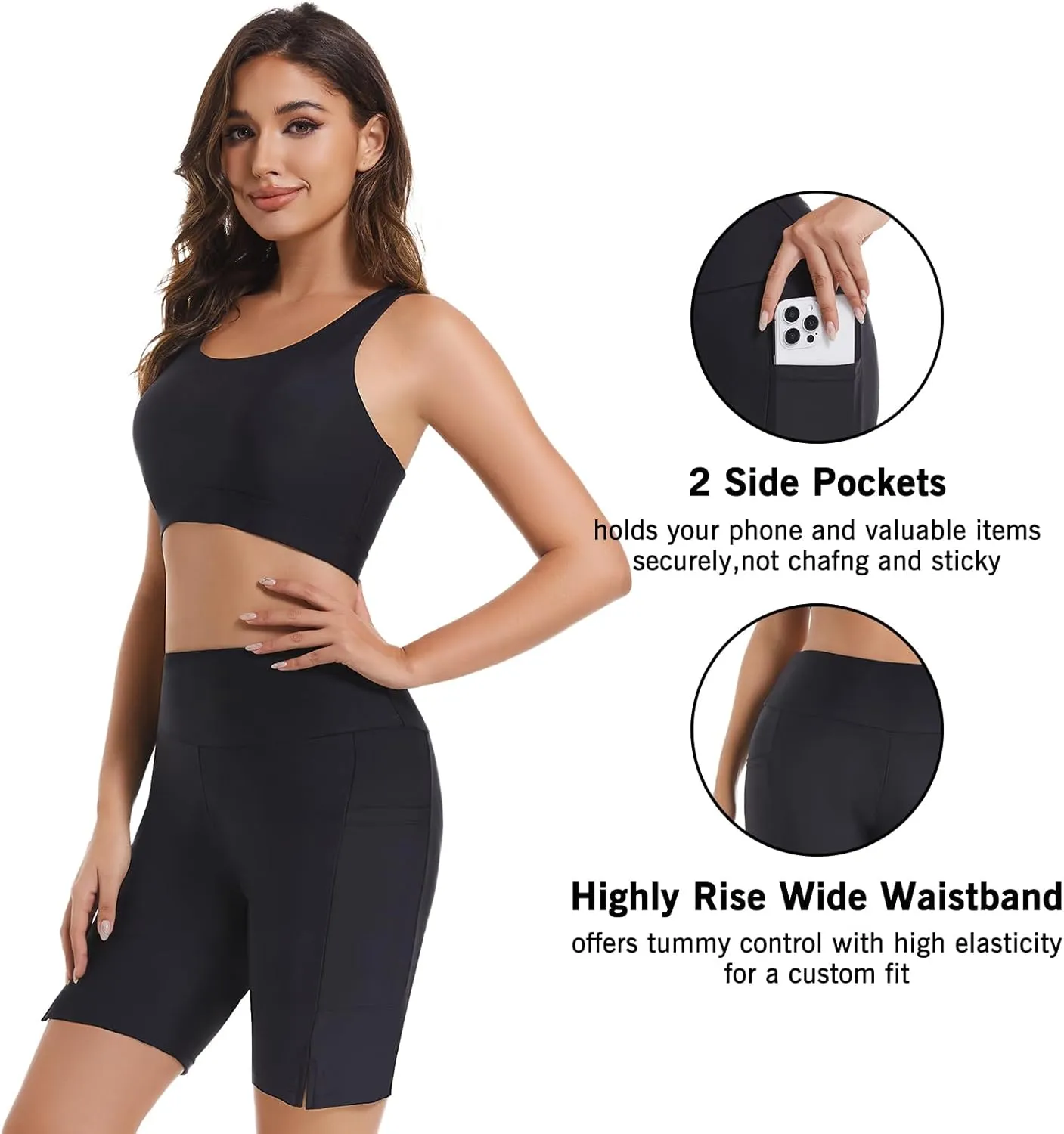 Women's 7'' Long Swim High Waisted UPF50  Quick Dry Swimming Bottoms with Liner Pockets Sand Beach Water Surf