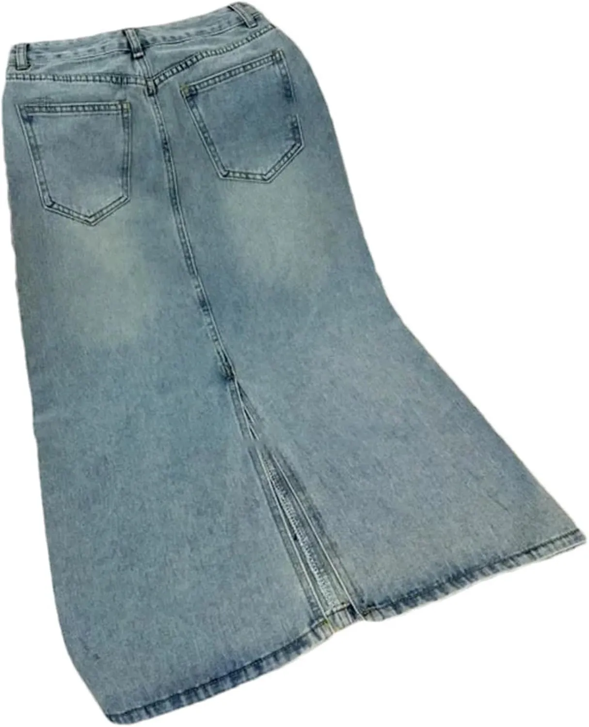 Women's A-Line Denim Skirt Fashion Rhinestone High Waist Midi Jean Skirt