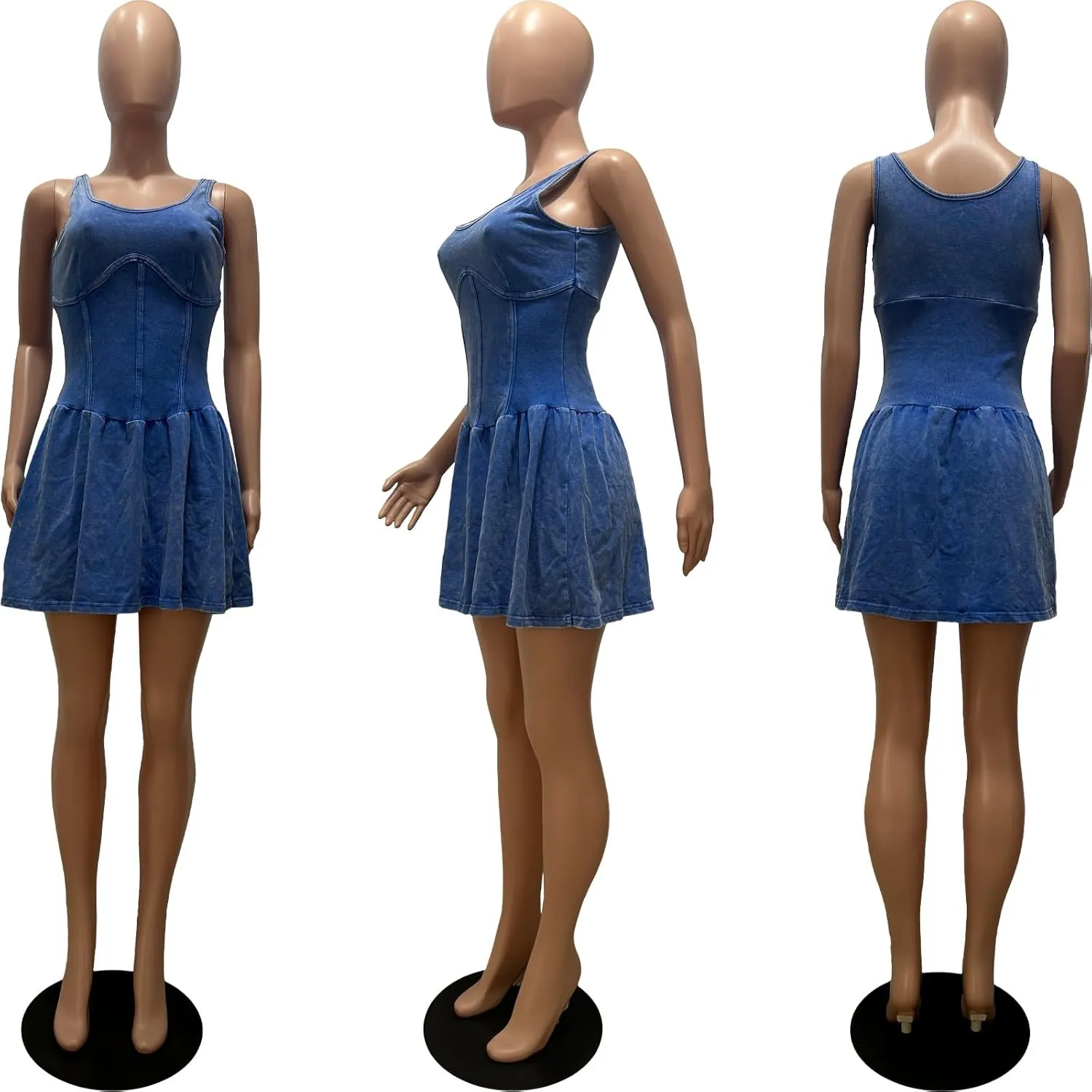 Women's Backless Flare Halter Short Dress Sleeveless A Line Mini Bodycon Dresses