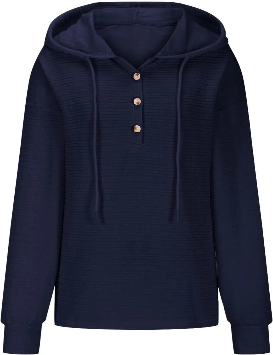 Women's Casual Hoodies Long Sleeve Solid Color Lightweight Pullover Tops Loose Sweatshirt Pleated Drawstring Shirts