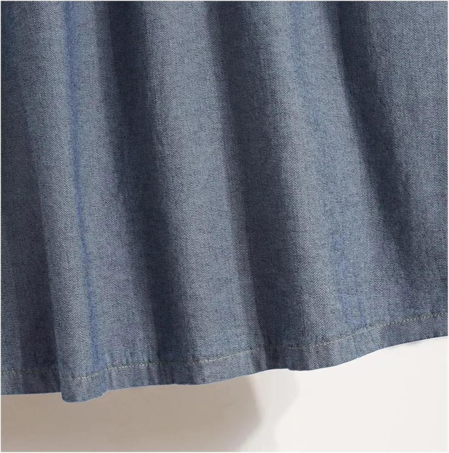 Women's Colorblock A-Line Denim Midi Skirt Elastic Waist Two-Tone Casual Jean Skirt