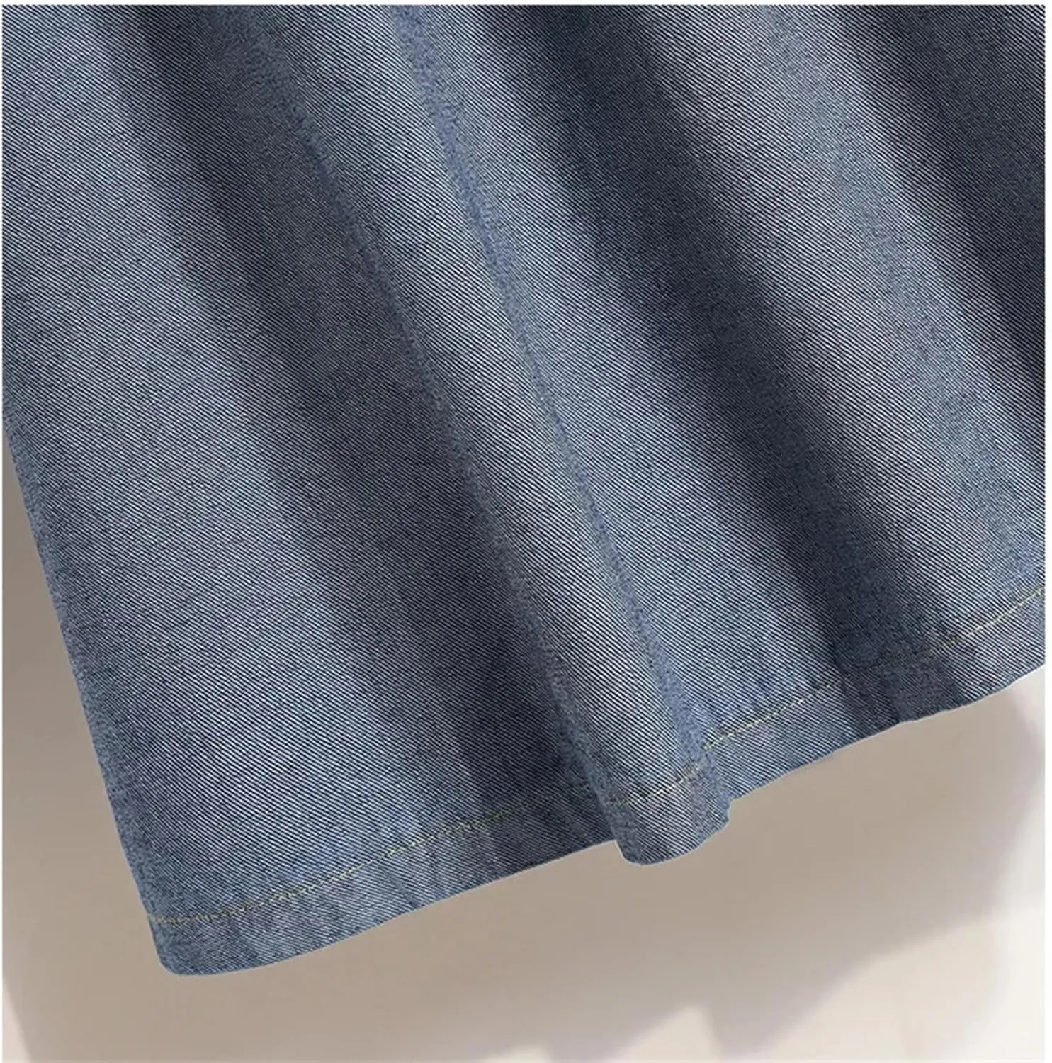 Women's Colorblock A-Line Denim Midi Skirt Elastic Waist Two-Tone Casual Jean Skirt