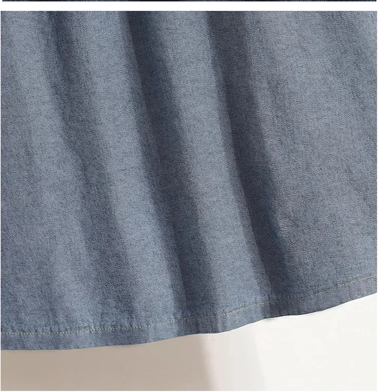 Women's Colorblock A-Line Denim Midi Skirt Elastic Waist Two-Tone Casual Jean Skirt