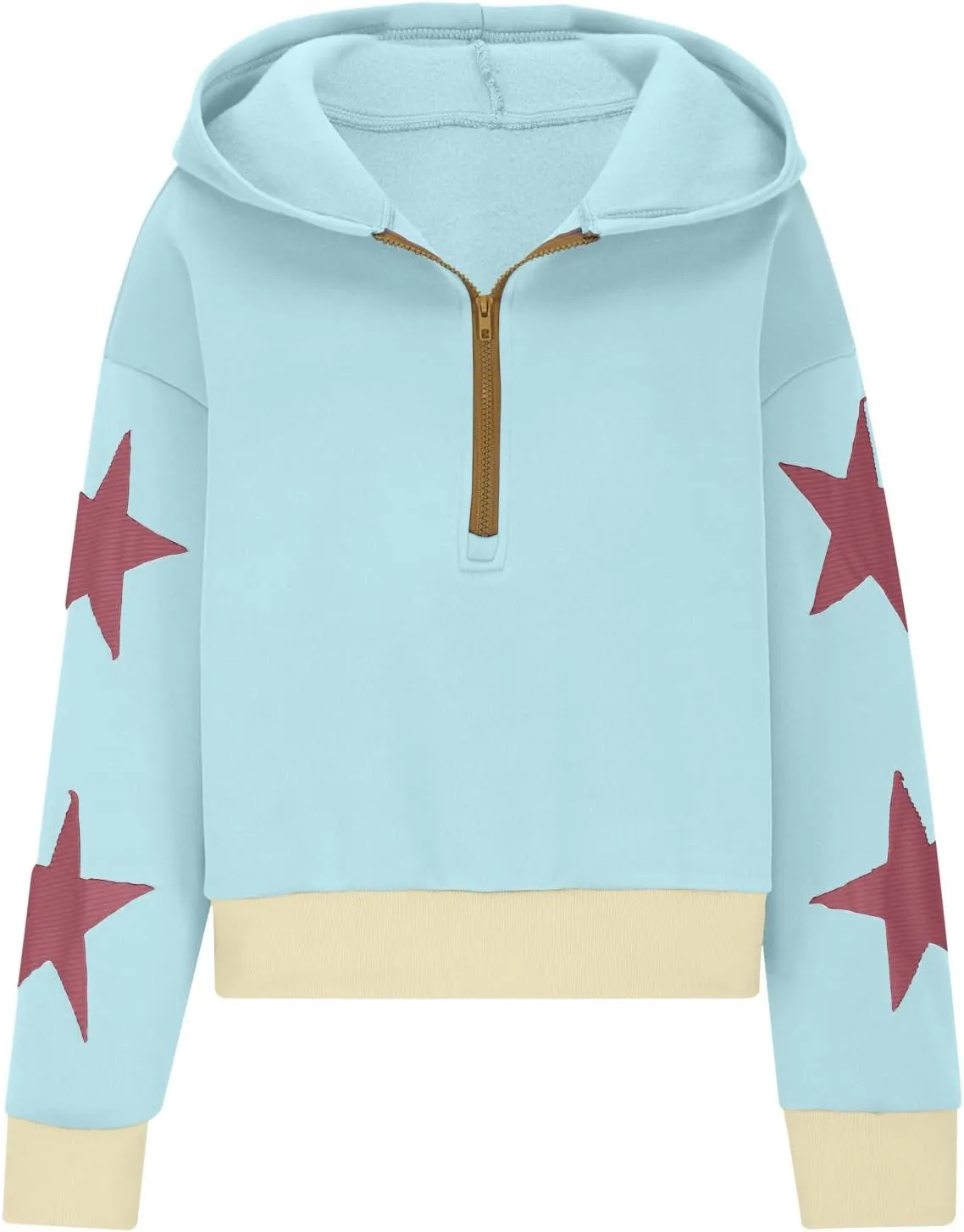 Womens Cropped Oversized Hoodies Long Sleeve Half Zip Pullover Sweatshirts 2024 Fashion Outfits Cute Y2K Clothes
