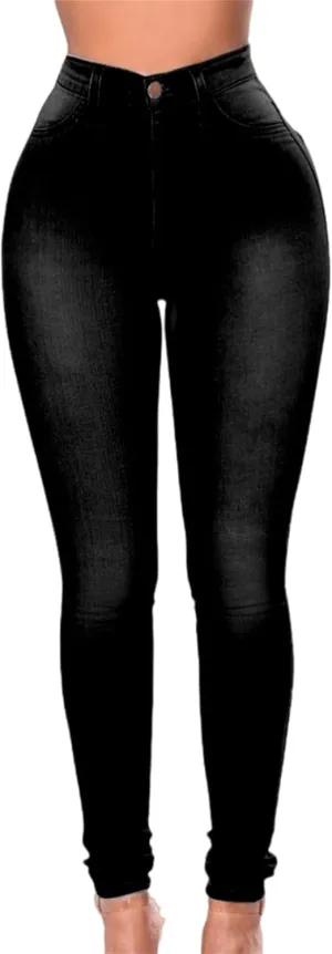 Womens Elastic Jean Leggings Jeggings, Women's Stretch Denim Leggings with Pockets, Mid-Rise Stretch Pull-On Jegging
