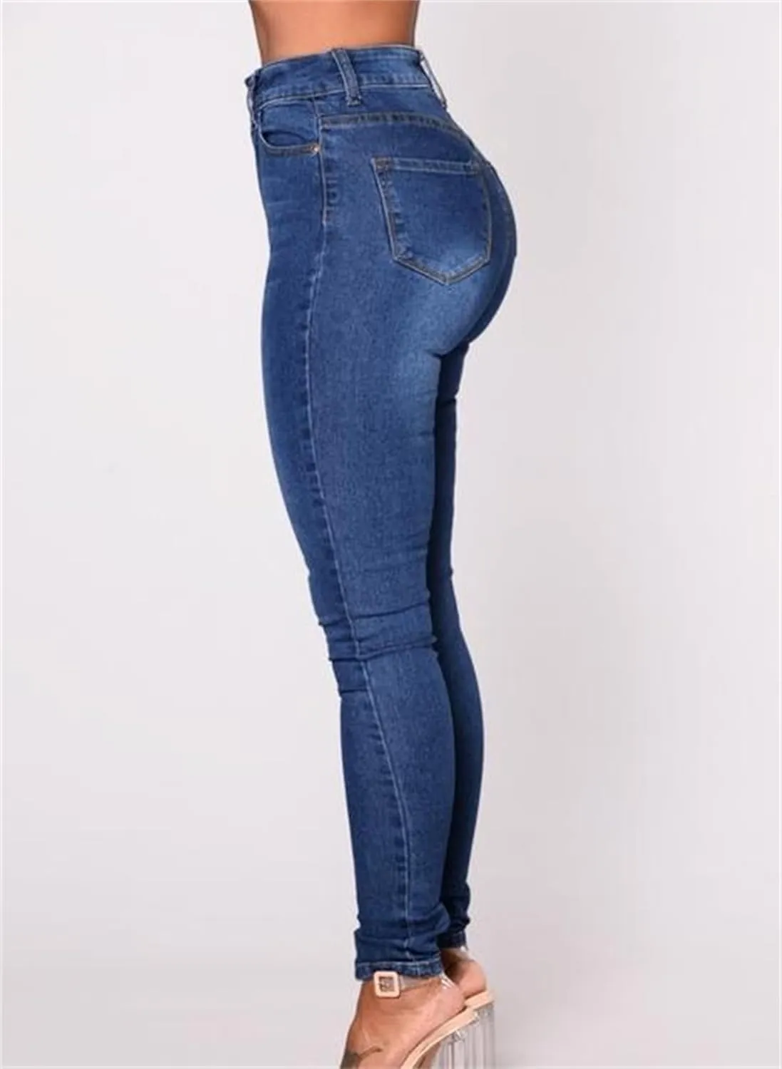 Womens Elastic Jean Leggings Jeggings, Women's Stretch Denim Leggings with Pockets, Mid-Rise Stretch Pull-On Jegging