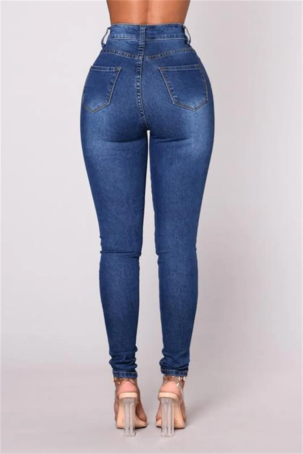 Womens Elastic Jean Leggings Jeggings, Women's Stretch Denim Leggings with Pockets, Mid-Rise Stretch Pull-On Jegging