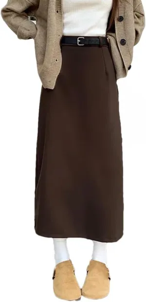 Women's High Waist A Line Bodycon Long Skirt Slit Midi Skirts