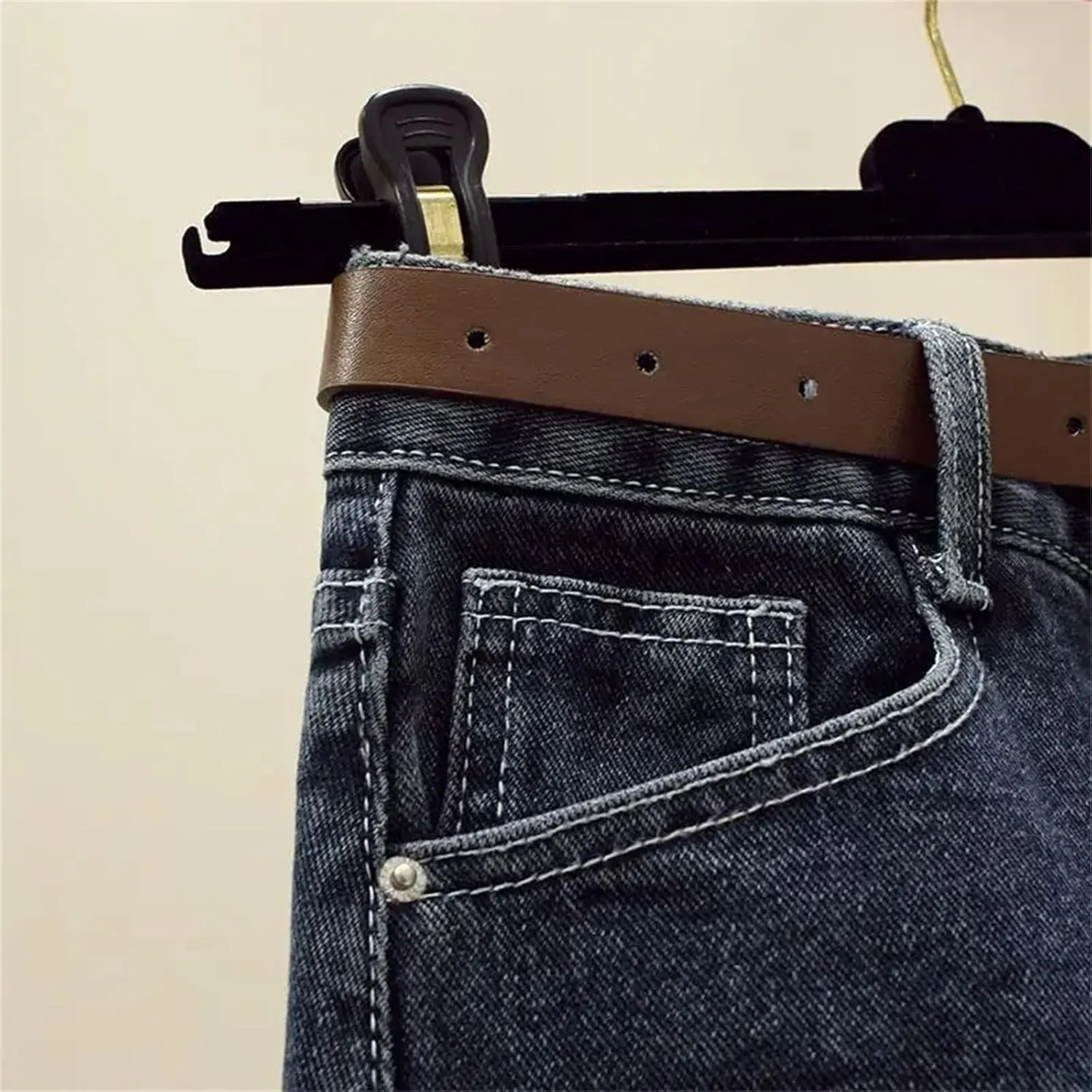 Women's Mid-Length Denim Skirt Slit High Waist Slim Fit Vintage A-Line Skirt