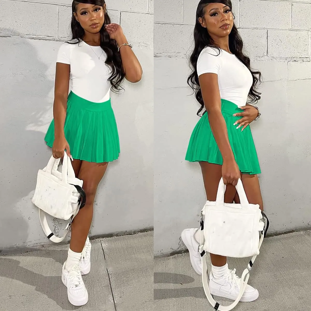 Women's Mini Pleated Skirts Sexy Club Y2k High Wiast Stretchy Tennis Skater A-line Skirt