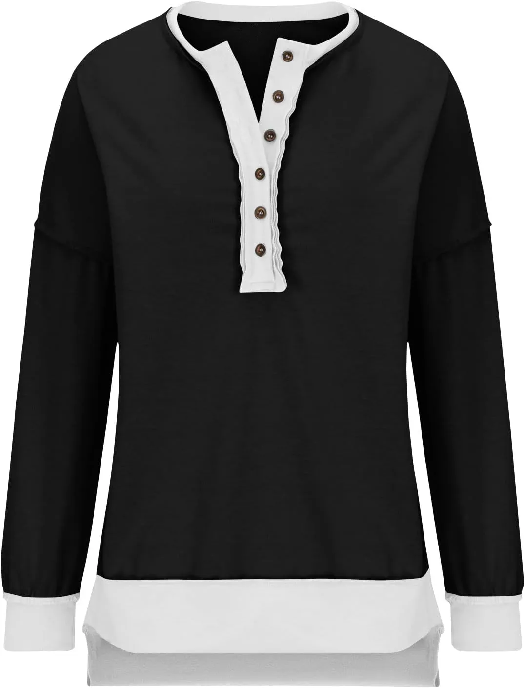 Women's Oversized Sweatshirt Casual Long Sleeve Button Henley Neck Pullover Tunic Tops Outfits Spring Fall Pullover