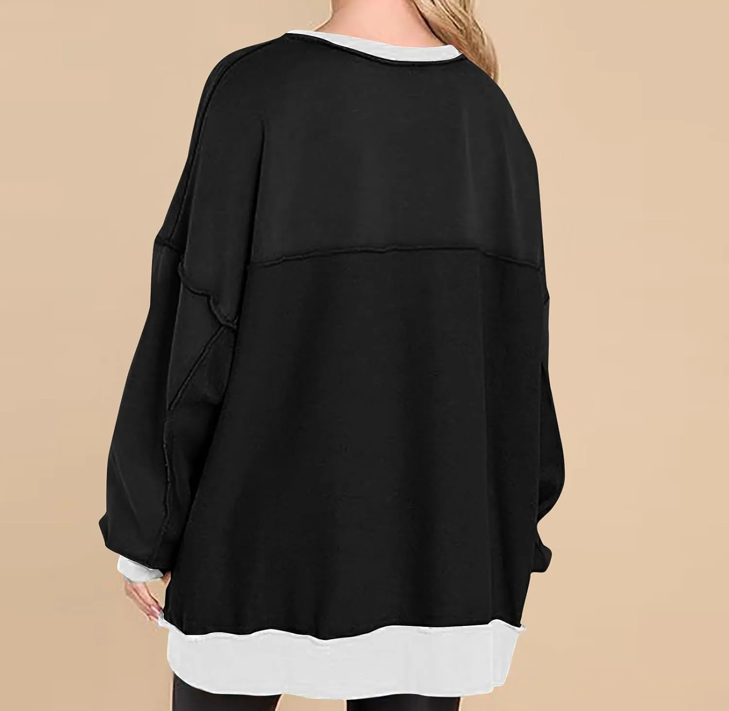 Women's Oversized Sweatshirt Casual Long Sleeve Button Henley Neck Pullover Tunic Tops Outfits Spring Fall Pullover