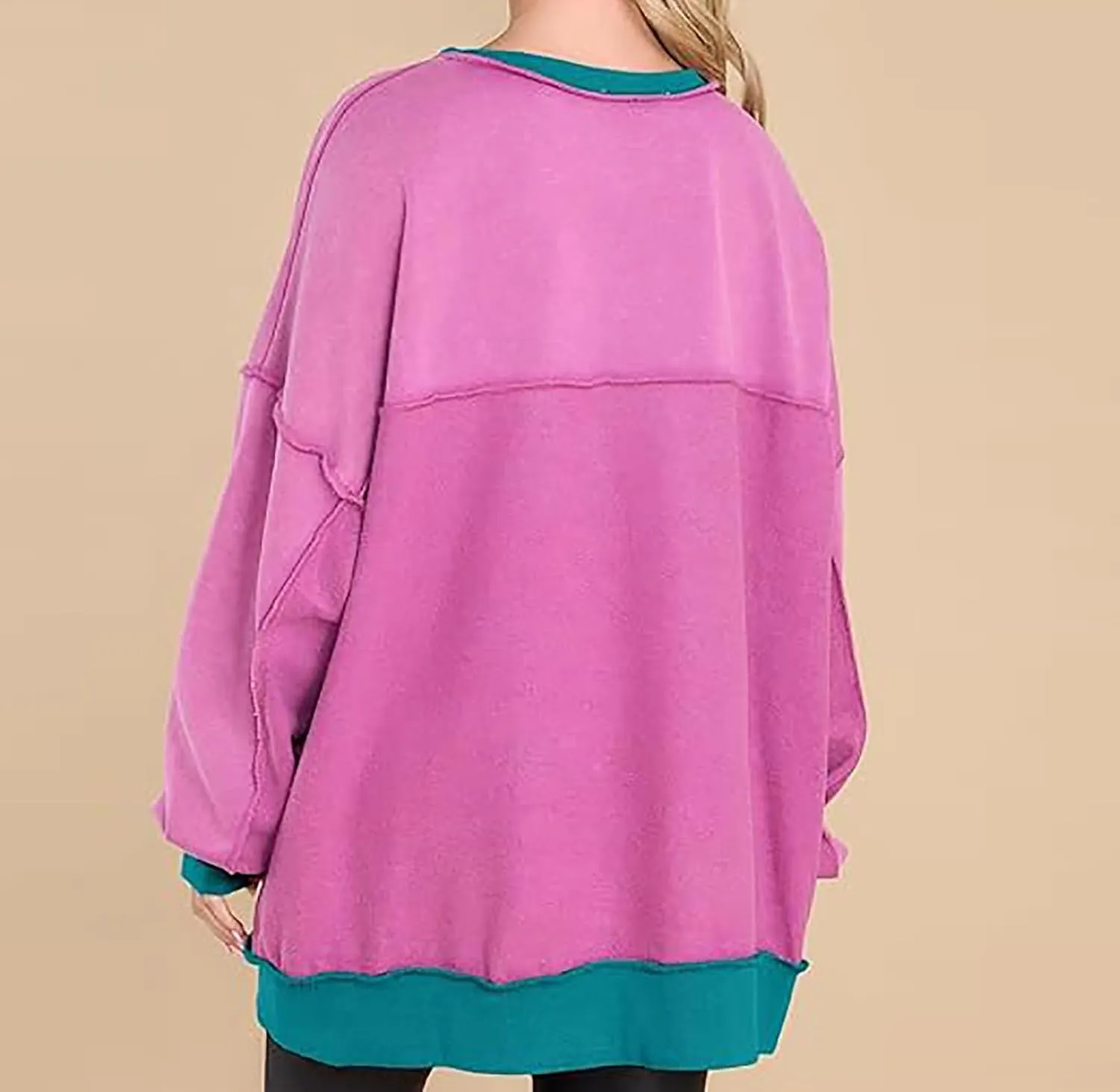 Women's Oversized Sweatshirts Long Sleeve Henley Button Down Pullover Hoodies Tunic Tops 2024 Trendy Fall Clothes