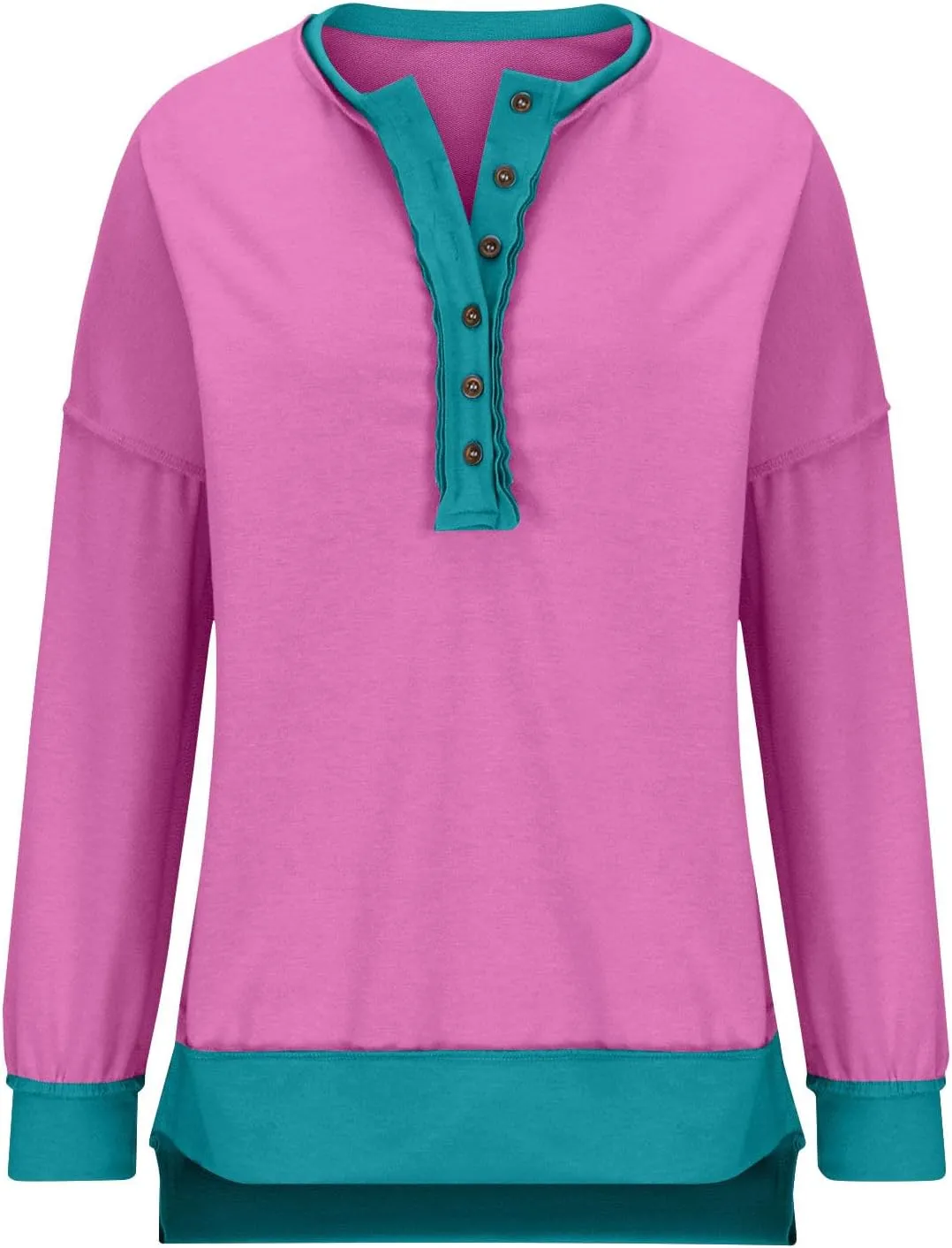 Women's Oversized Sweatshirts Long Sleeve Henley Button Down Pullover Hoodies Tunic Tops 2024 Trendy Fall Clothes