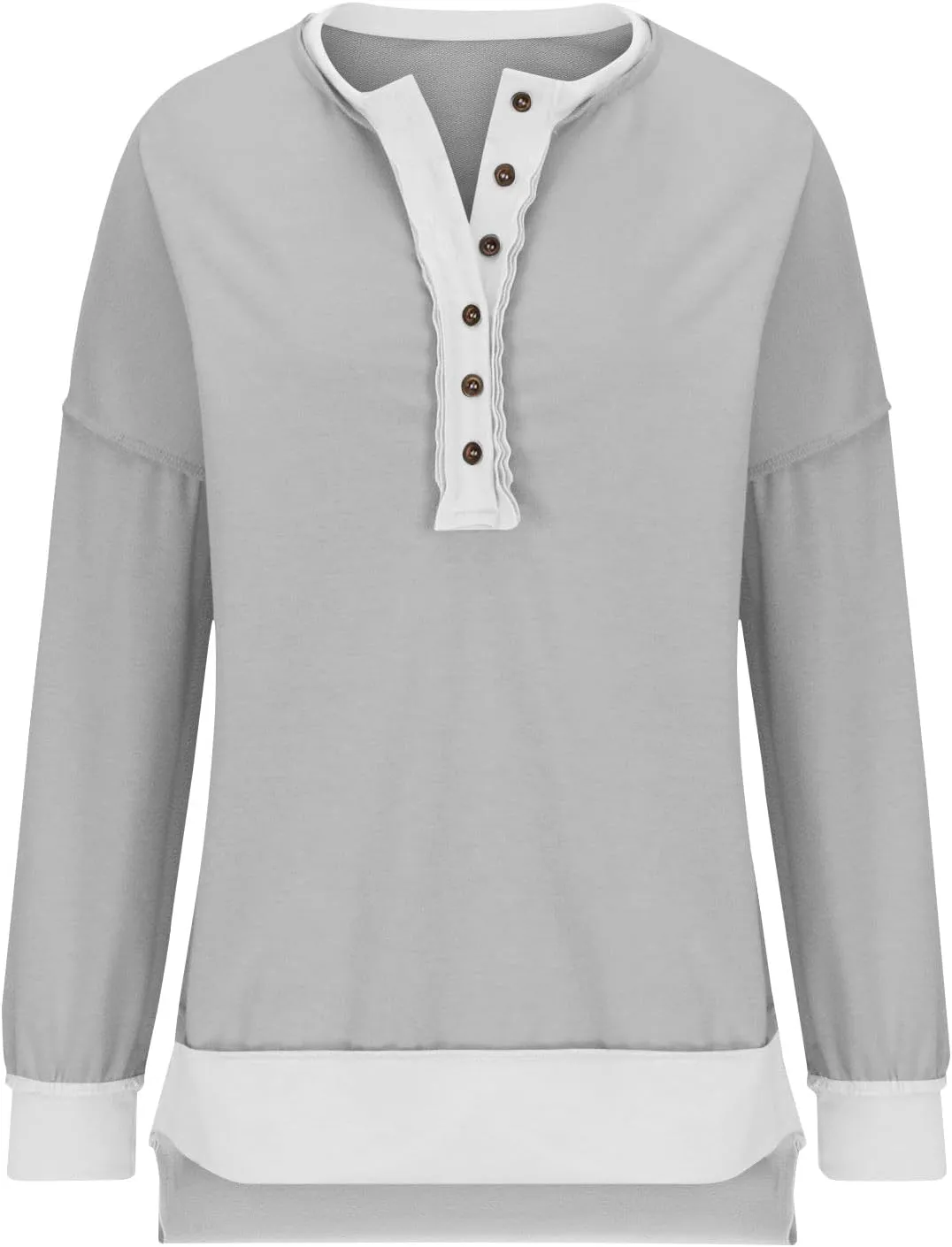 Womens Oversized Sweatshirts Long Sleeve Henley Neck Button Down Pullover Hoodies 2024 High Low Trendy Fall Clothes