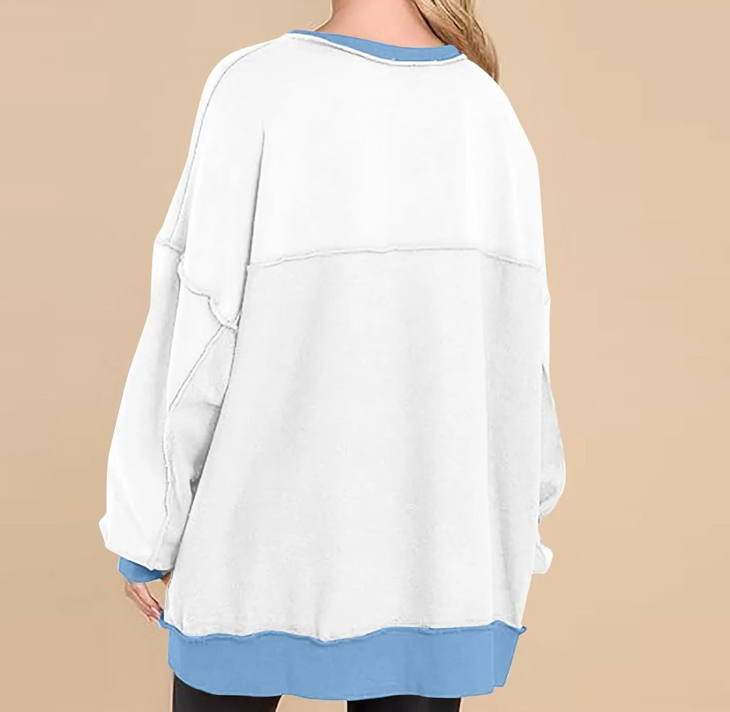 Womens Oversized Sweatshirts Long Sleeve Henley Neck Button Down Pullover Hoodies 2024 High Low Trendy Fall Clothes