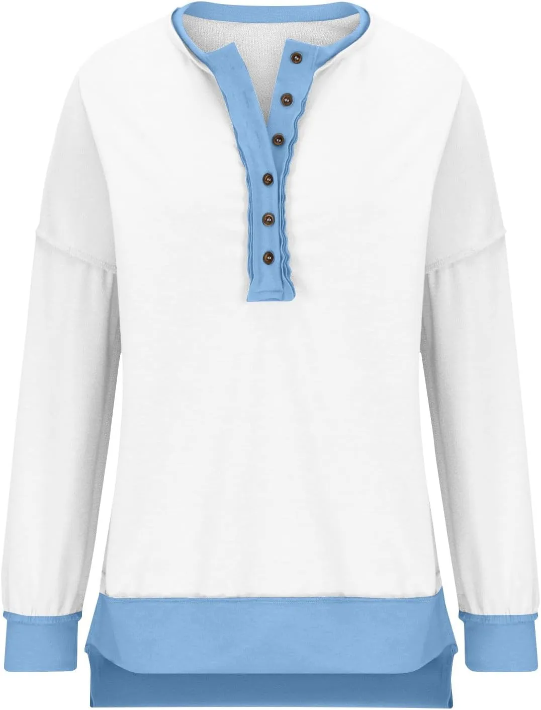 Womens Oversized Sweatshirts Long Sleeve Henley Neck Button Down Pullover Hoodies 2024 High Low Trendy Fall Clothes