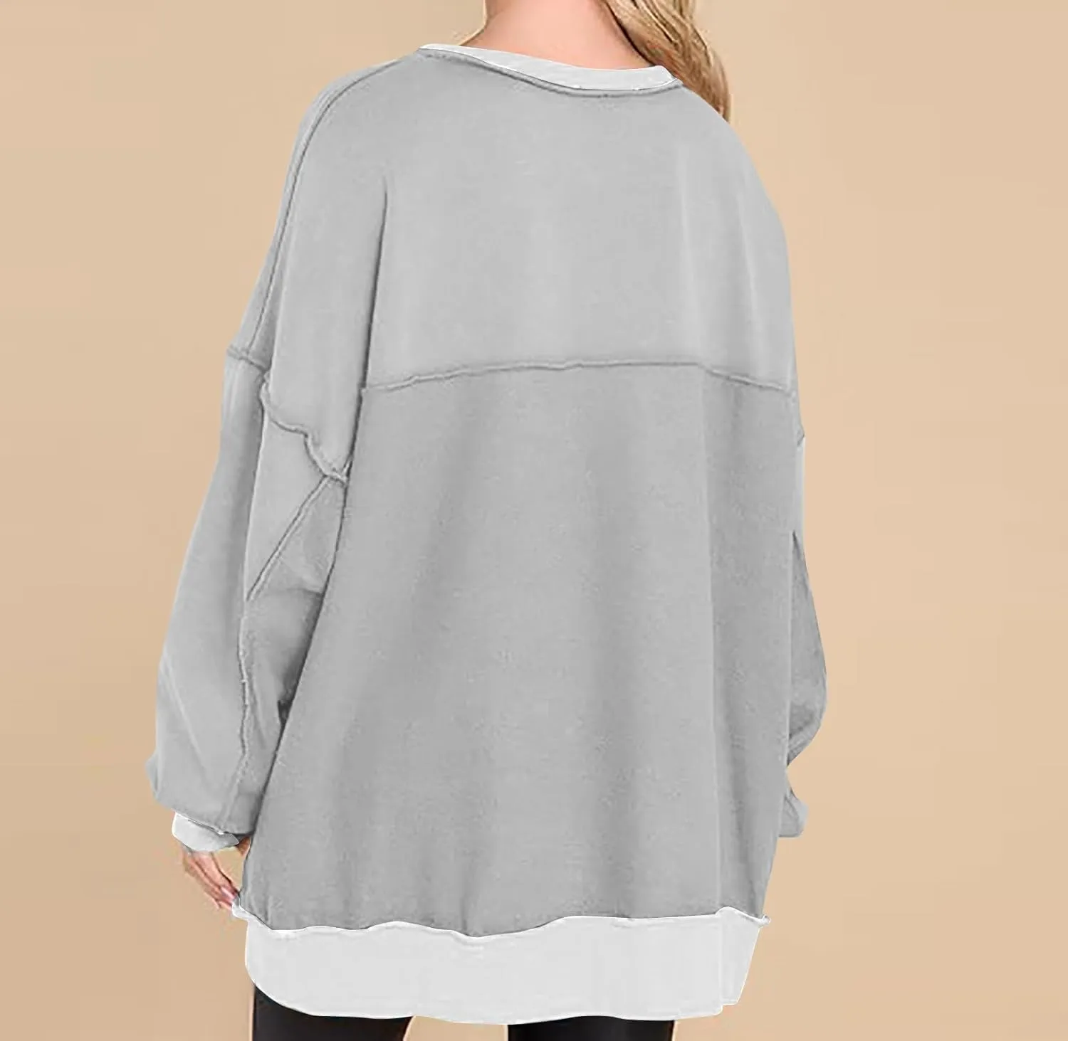 Womens Oversized Sweatshirts Long Sleeve Henley Neck Button Down Pullover Hoodies 2024 High Low Trendy Fall Clothes