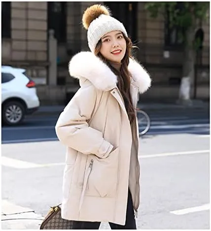 Women's Puffer Jacket Winter Thicken Down Parka Warm Full-Zip Quilted Coats with Faux Fur Hood