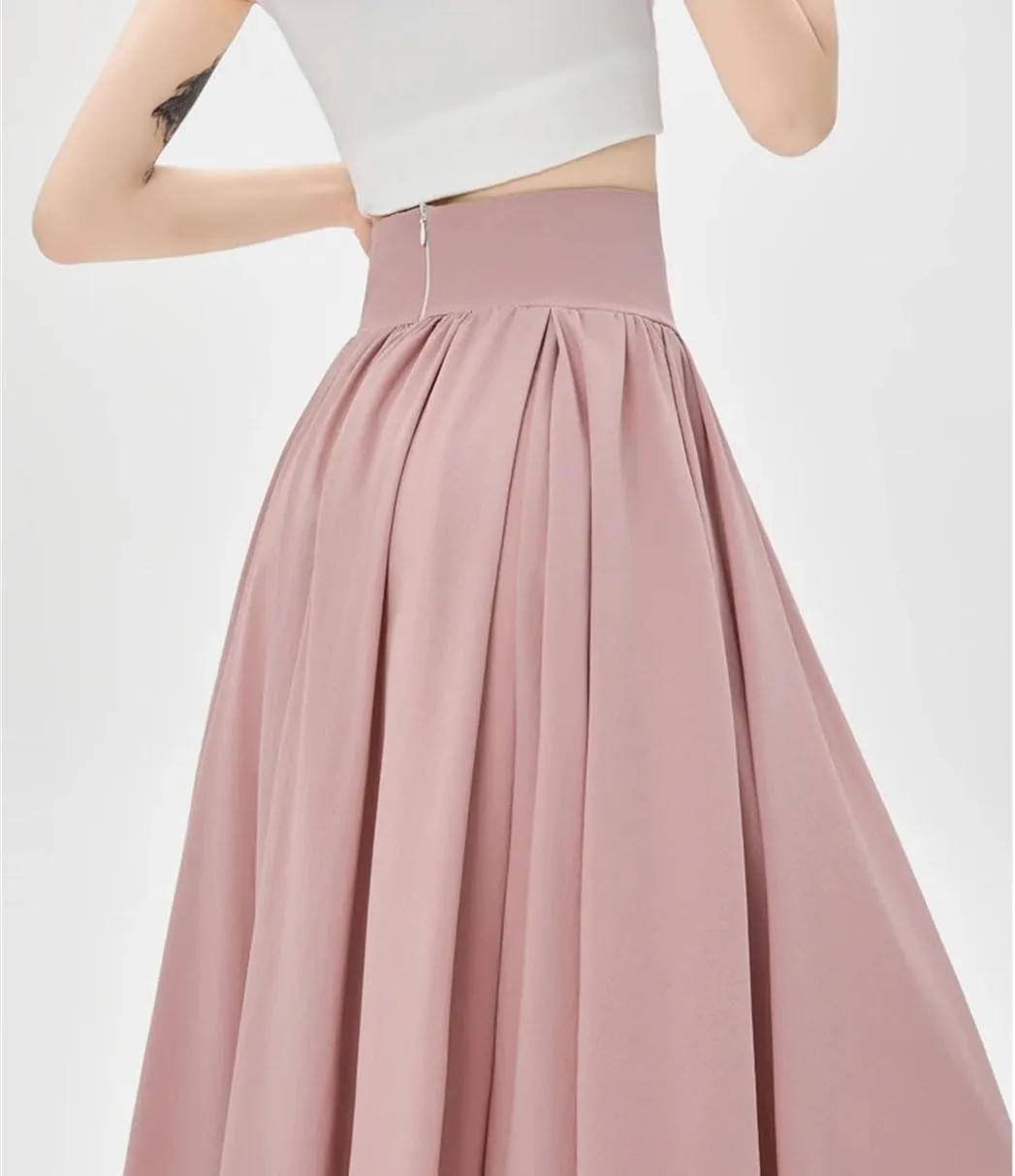 Women's Summer High Waist Maxi Skirt Korean Style Fashion Pockets Casual A-Line Party Skirts