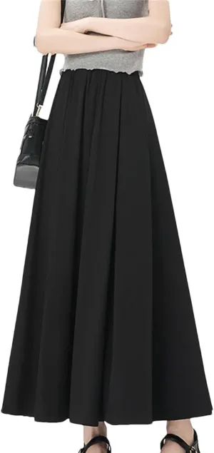 Women's Summer High Waist Maxi Skirt Korean Style Fashion Pockets Casual A-Line Party Skirts