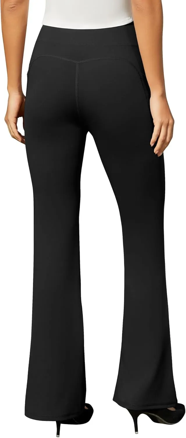 Women's Work Pants Business Casual Pants High Waisted Yoga Flare Leggings with Pockets Dress Slacks Tummy Control