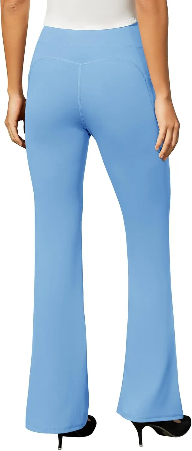 Women's Work Pants Business Casual Pants High Waisted Yoga Flare Leggings with Pockets Dress Slacks Tummy Control