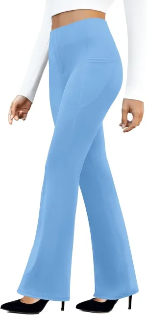 Women's Work Pants Business Casual Pants High Waisted Yoga Flare Leggings with Pockets Dress Slacks Tummy Control