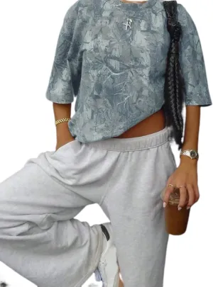 Women's Y2K Camo Print Shirts Oversized Camouflage Tops Crew Neck Basic T Shirt Casual Summer Blouse