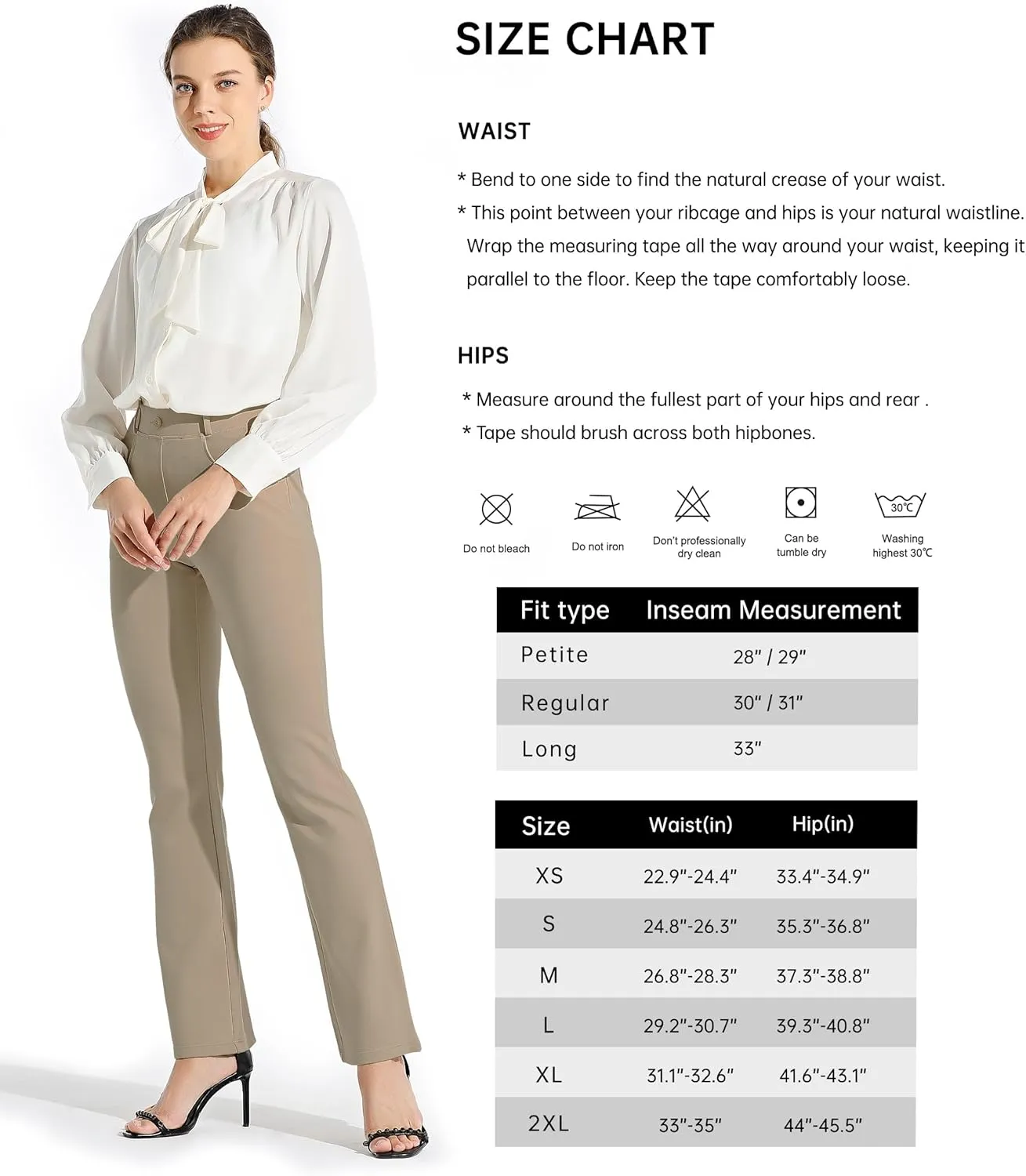 Women's Yoga Dress Pants Bootcut Work Slacks Stretch Office with Belt Loops 4 Pockets 28“/29"/30"/31"/33"