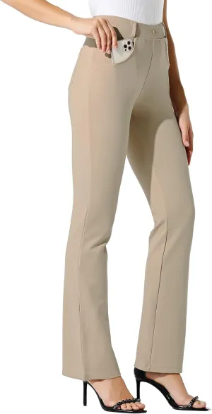 Women's Yoga Dress Pants Bootcut Work Slacks Stretch Office with Belt Loops 4 Pockets 28“/29"/30"/31"/33"
