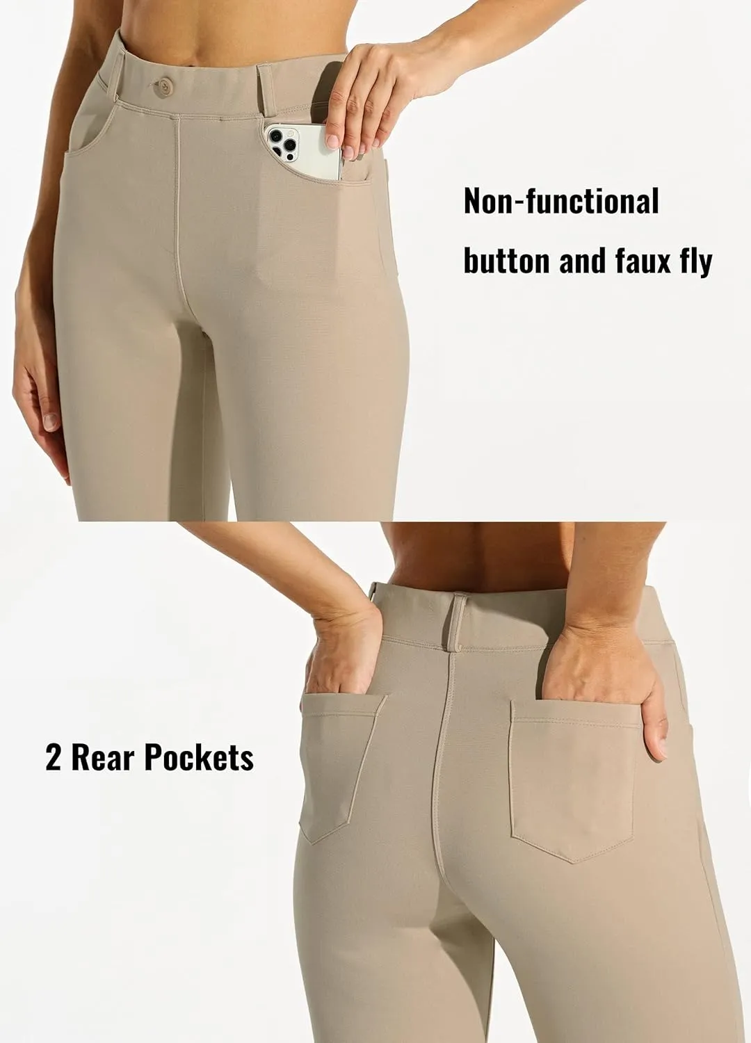 Women's Yoga Dress Pants Bootcut Work Slacks Stretch Office with Belt Loops 4 Pockets 28“/29"/30"/31"/33"