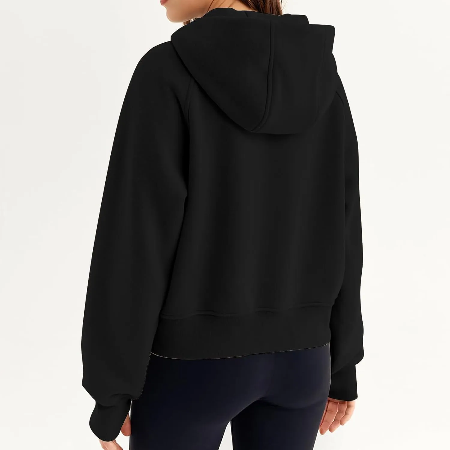 Womens Zip up Hoodies Trendy Long Sleeve Cropped Sweatshirt Jackets Casual Comfy Versatile Fall Tops Coat with Pocket