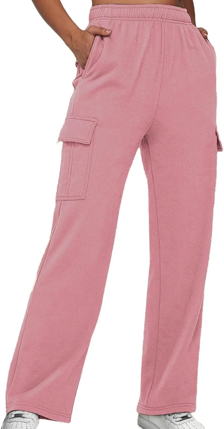XUNRYAN Cargo Pants Womens Sweatpants Casual Baggy Fleece High Waisted Joggers Athletic Workout Pants Activewear Winter Fall