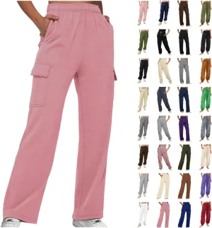 XUNRYAN Cargo Pants Womens Sweatpants Casual Baggy Fleece High Waisted Joggers Athletic Workout Pants Activewear Winter Fall