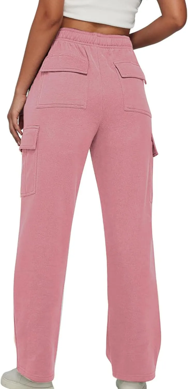 XUNRYAN Cargo Pants Womens Sweatpants Casual Baggy Fleece High Waisted Joggers Athletic Workout Pants Activewear Winter Fall