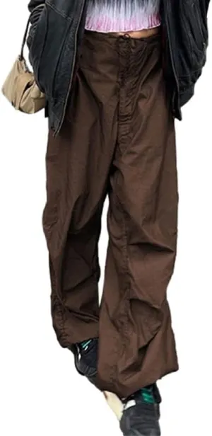 Y2K Harajuku Straight Wide Leg Cargo Pants Vintage Pockets Trousers Black Sweatpants Punk Baggy Pants 90s Girls