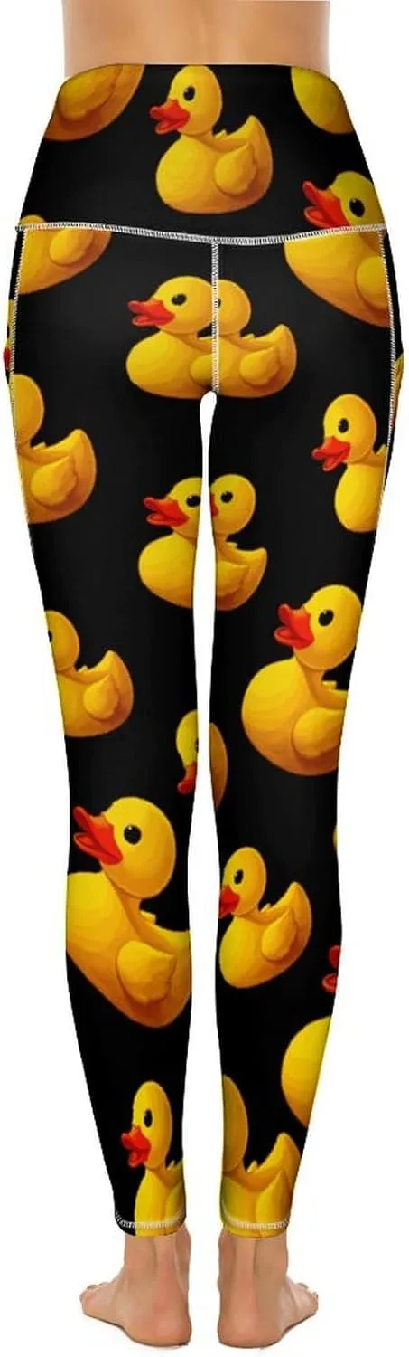 Yellow Duck Women's Yoga Pants Leggings with Pockets High Waist Compression Workout Pants