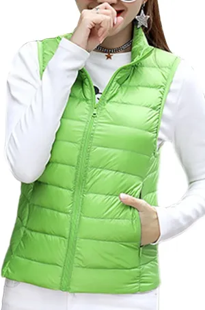 YMING Womens Packable Down Vest Solid Color Lightweight Outwear Zipper Puffer Vest Jackets