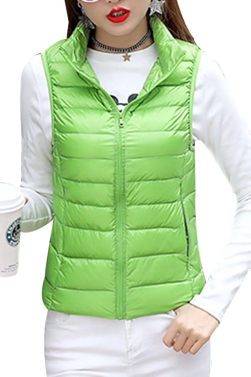 YMING Womens Packable Down Vest Solid Color Lightweight Outwear Zipper Puffer Vest Jackets