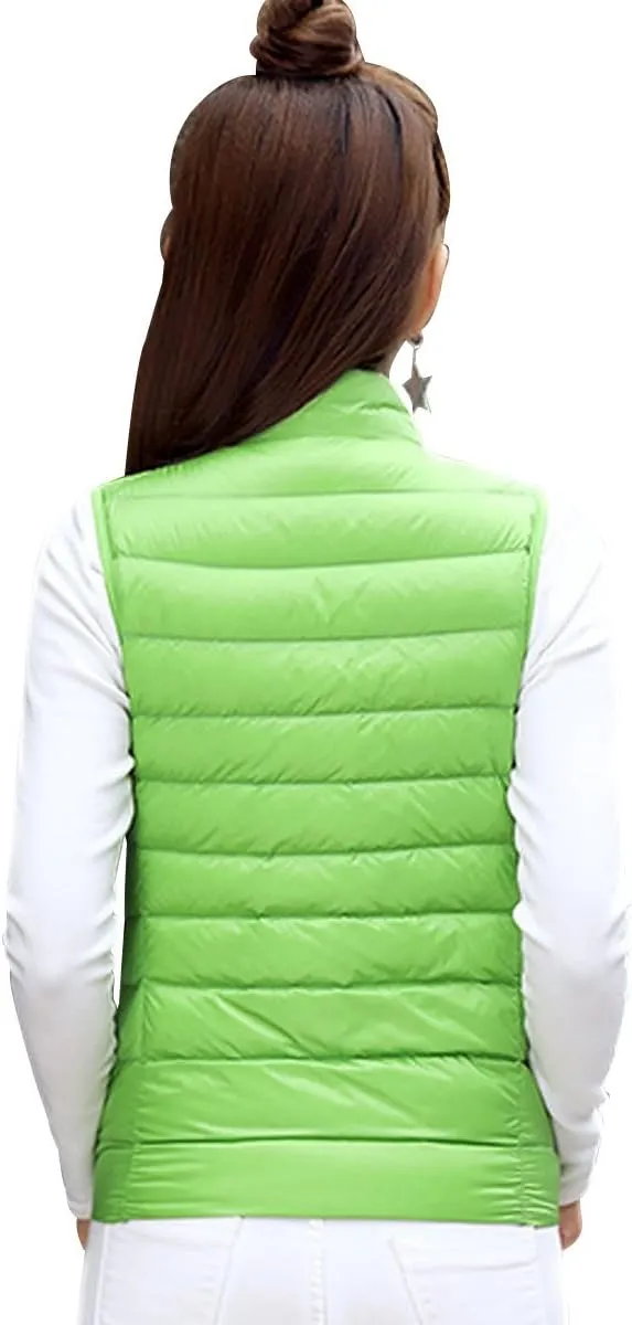 YMING Womens Packable Down Vest Solid Color Lightweight Outwear Zipper Puffer Vest Jackets