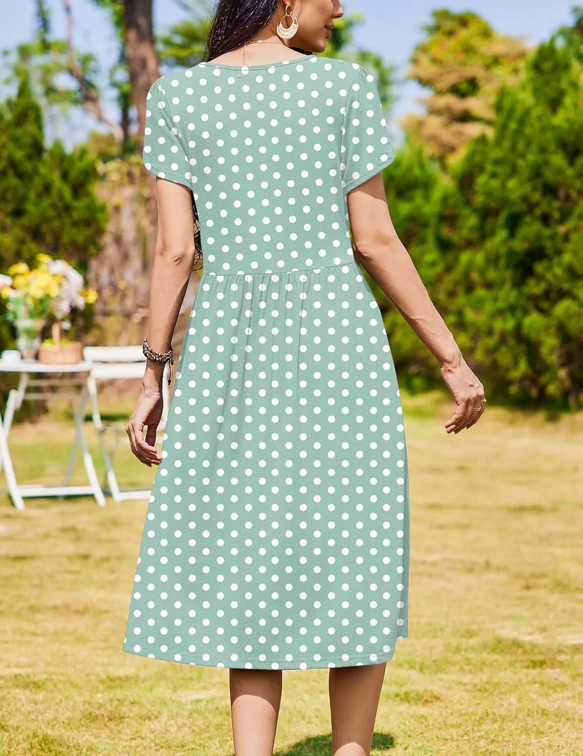 Zeagoo Women Summer Short Sleeve Midi Dress with Pockets Casual Aline Flowy Tshirt Dress Floral Vocation Beach Sundress