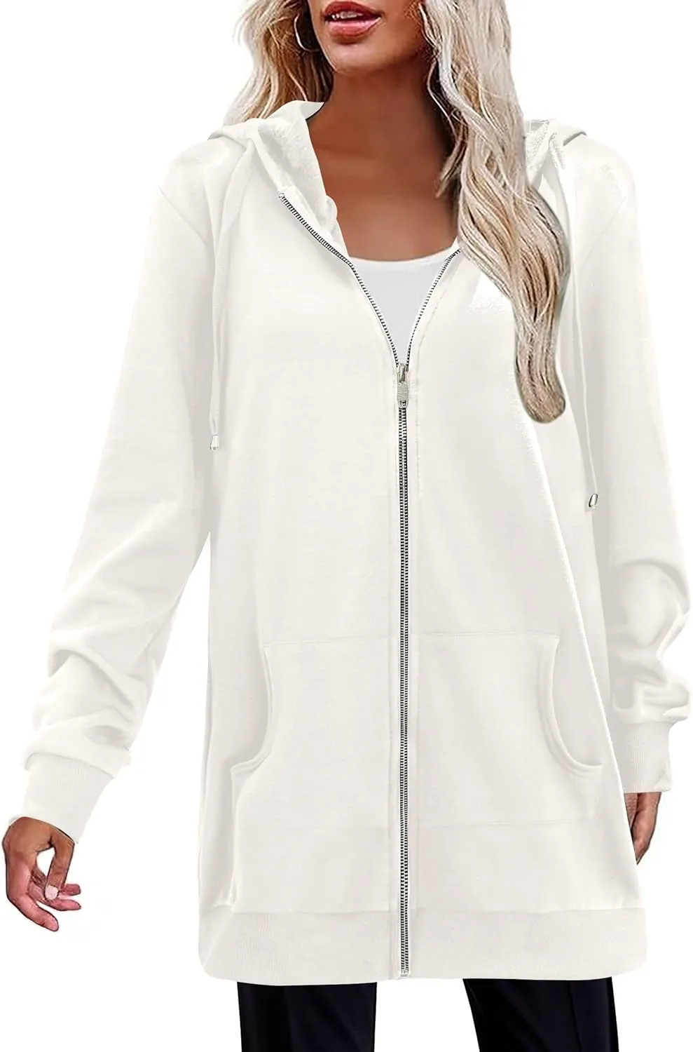 Zeagoo Zip Up Hoodies For Women Long Sleeve Oversized Sweatshirts Casual Lightweight Fleece Jackets With Pockets
