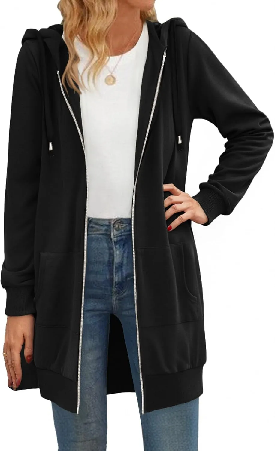 Zeagoo Zip Up Hoodies For Women Long Sleeve Oversized Sweatshirts Casual Lightweight Fleece Jackets With Pockets