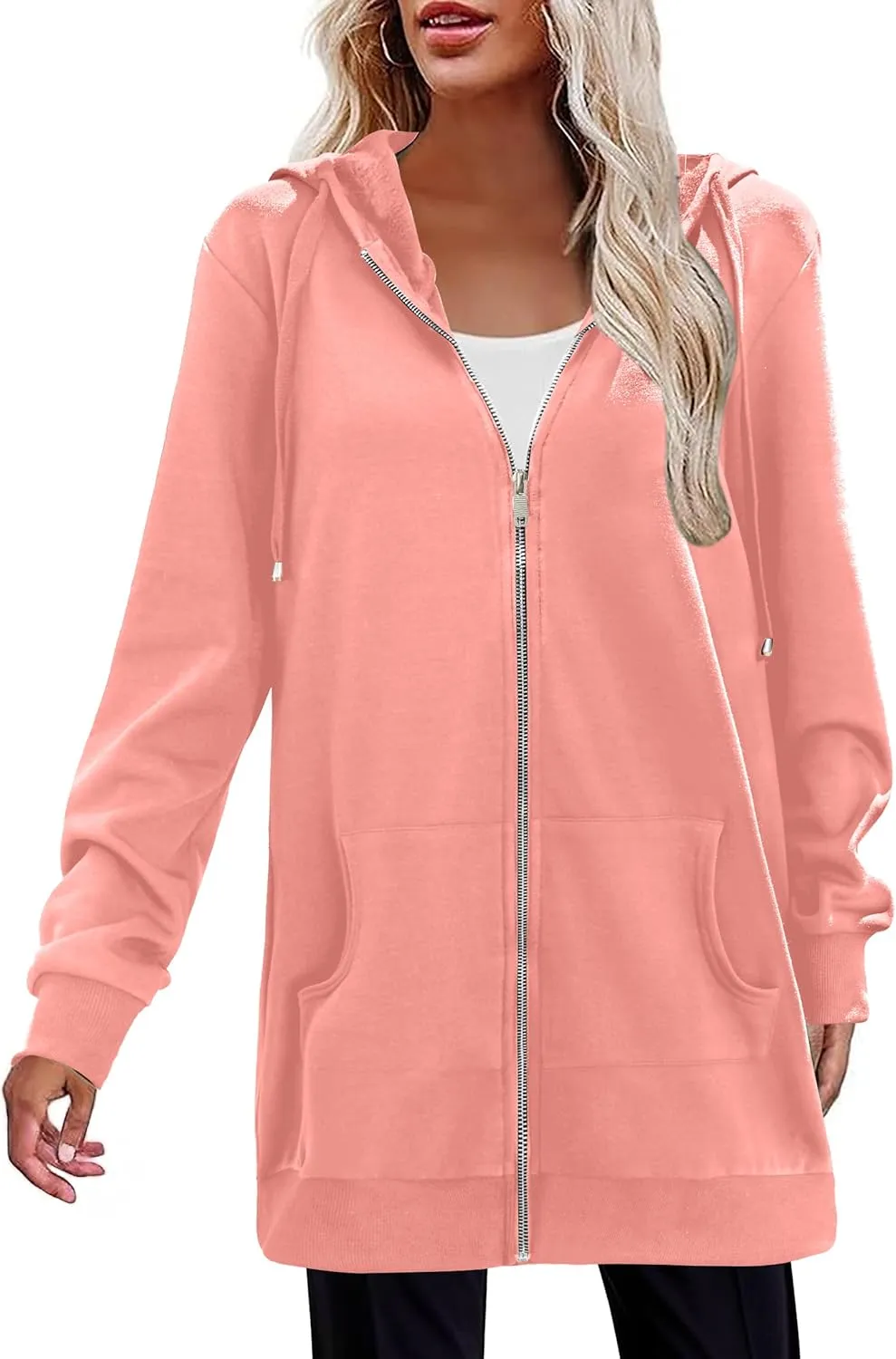 Zeagoo Zip Up Hoodies For Women Long Sleeve Oversized Sweatshirts Casual Lightweight Fleece Jackets With Pockets